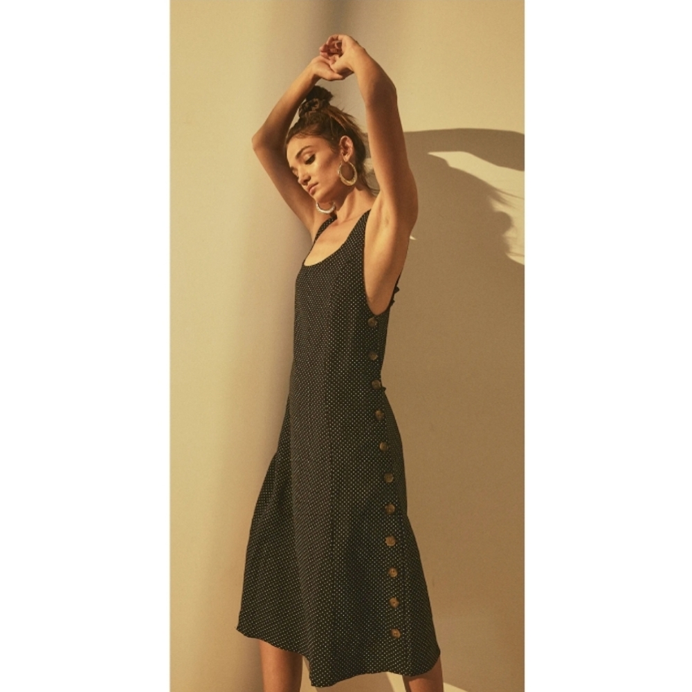 LPA Tank Midi Dress Ditty Dots French Girl Style Size L